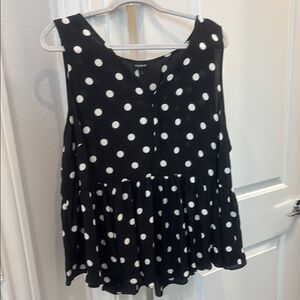 Torrid Black and White Sleeveless Peplum Blouse